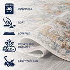 JONATHAN Y Brandy Bohemian Medallion Low-Pile Machine-Washable Cream/Terra Area Rug