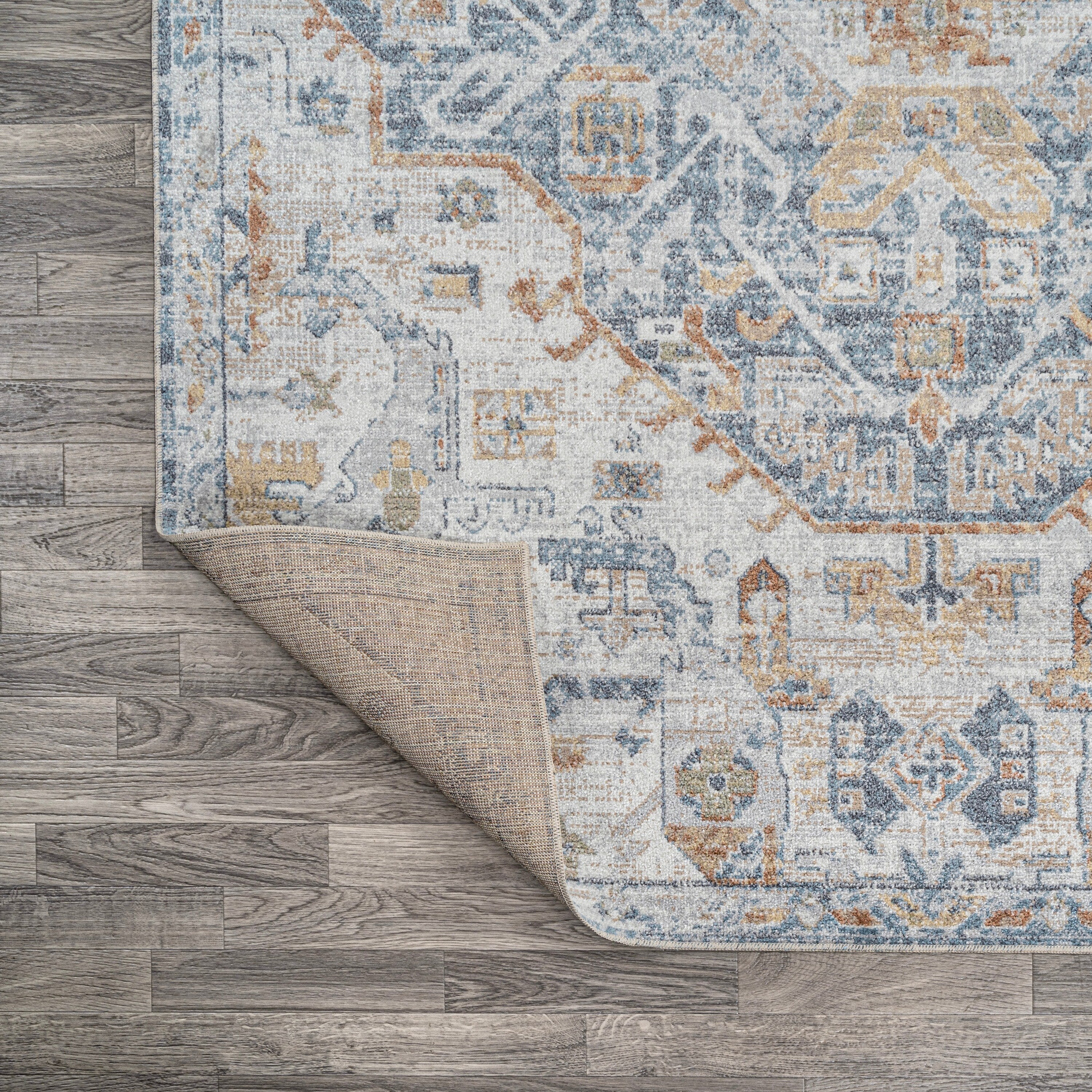JONATHAN Y Brandy Bohemian Medallion Low-Pile Machine-Washable Cream/Terra Area Rug