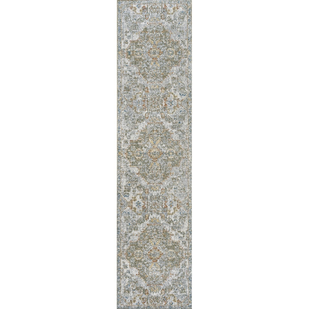 JONATHAN Y Brandy Bohemian Medallion Low-Pile Machine-Washable Cream/Terra Area Rug