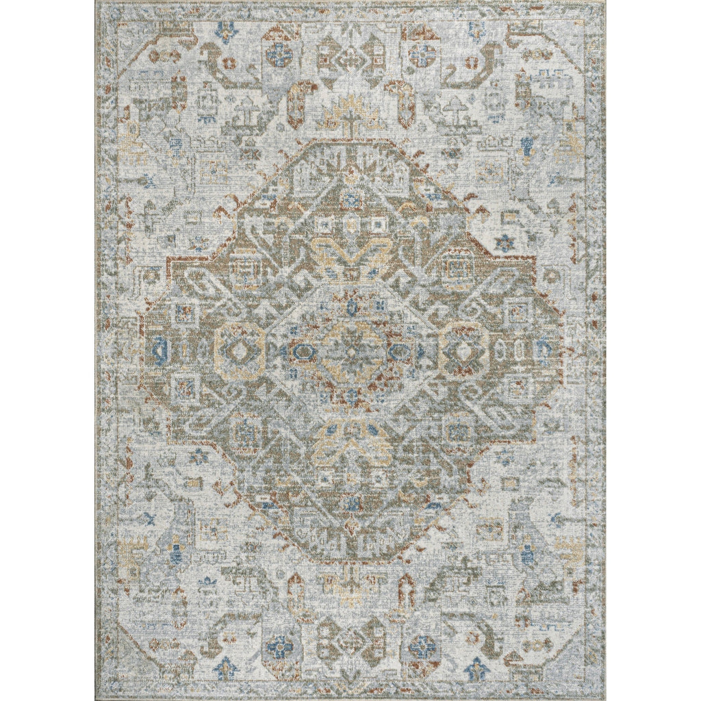 JONATHAN Y Brandy Bohemian Medallion Low-Pile Machine-Washable Cream/Terra Area Rug