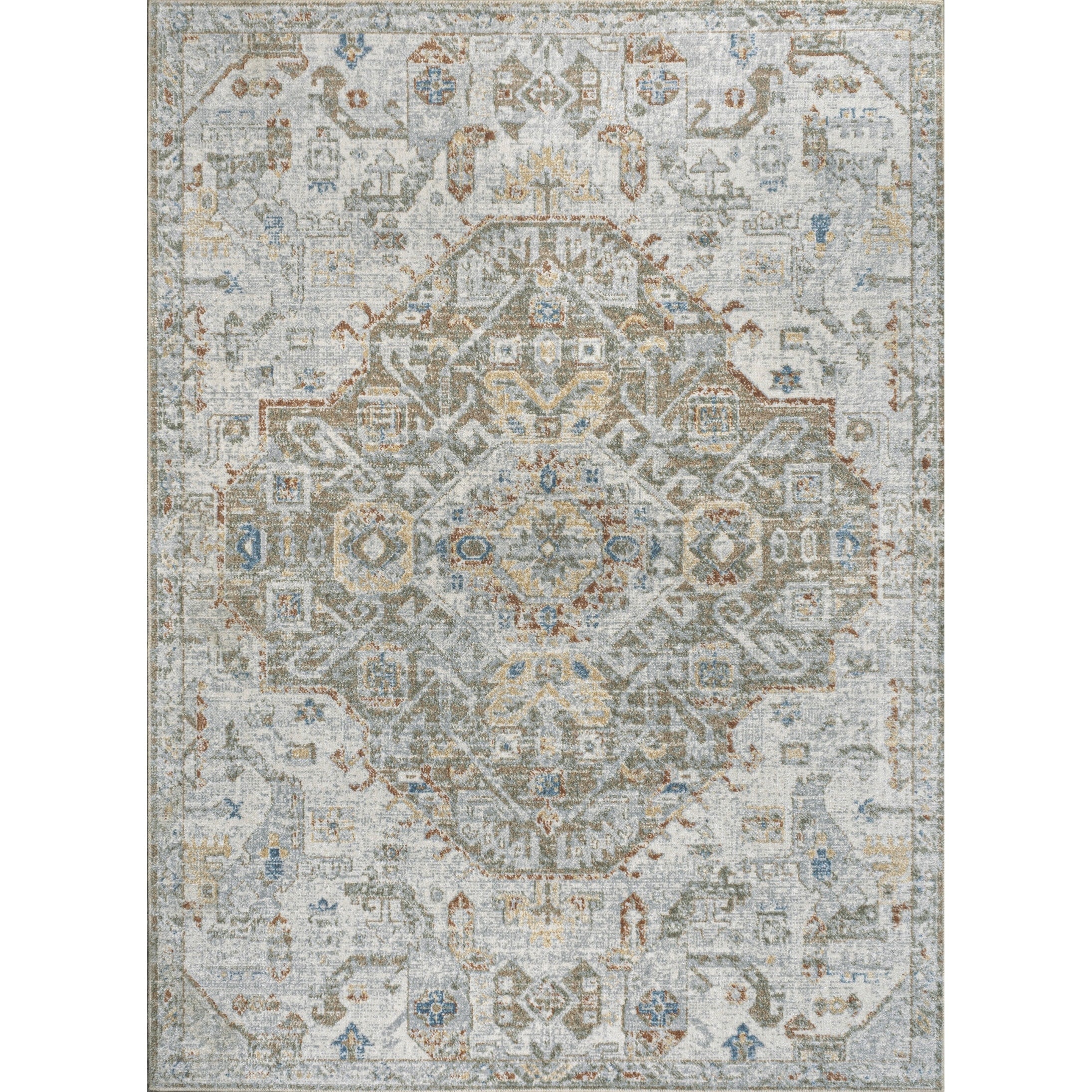 JONATHAN Y Brandy Bohemian Medallion Low-Pile Machine-Washable Cream/Terra Area Rug