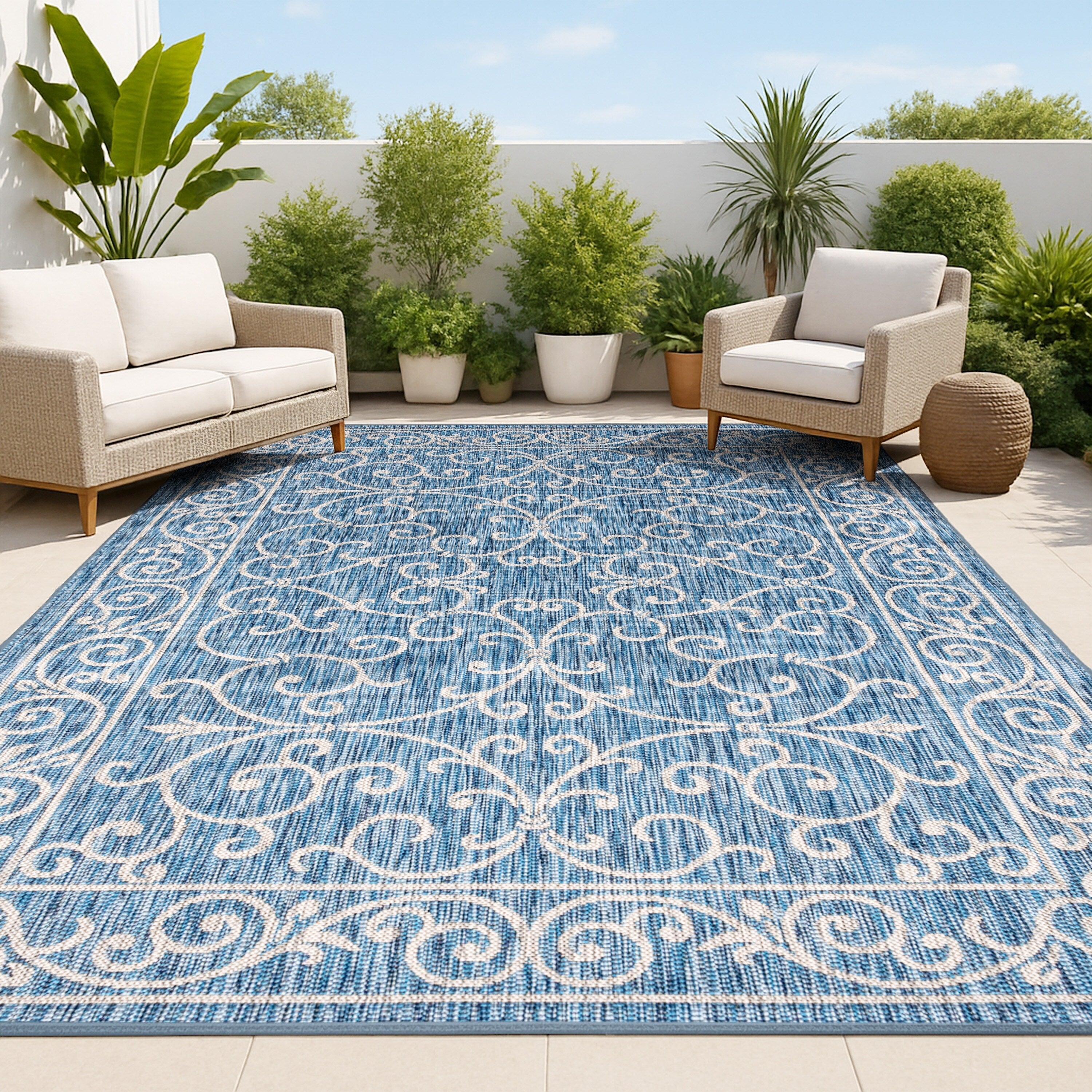 JONATHAN Y Filigree Textured Weave Indoor/Outdoor Area Rug