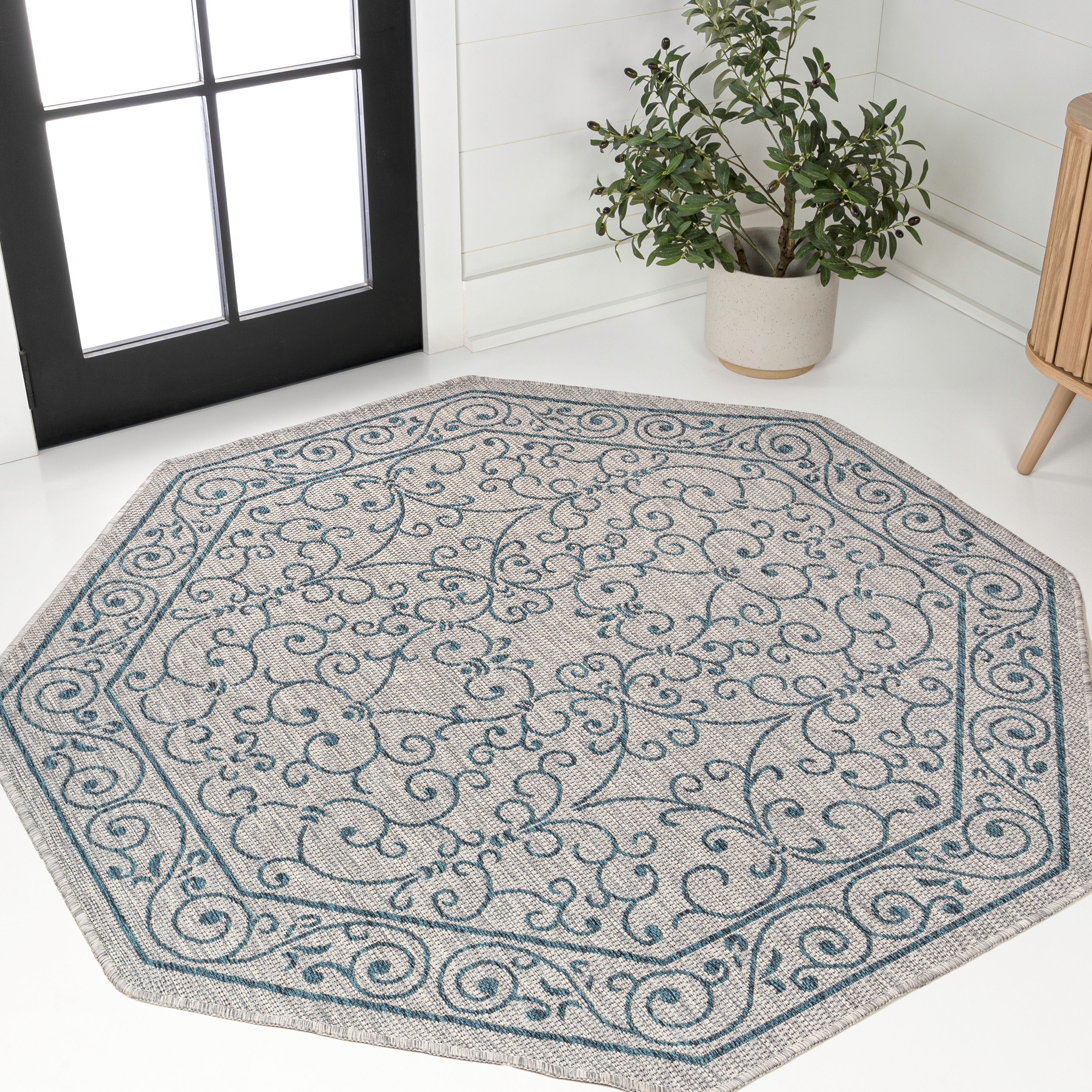 JONATHAN Y Filigree Textured Weave Indoor/Outdoor Area Rug