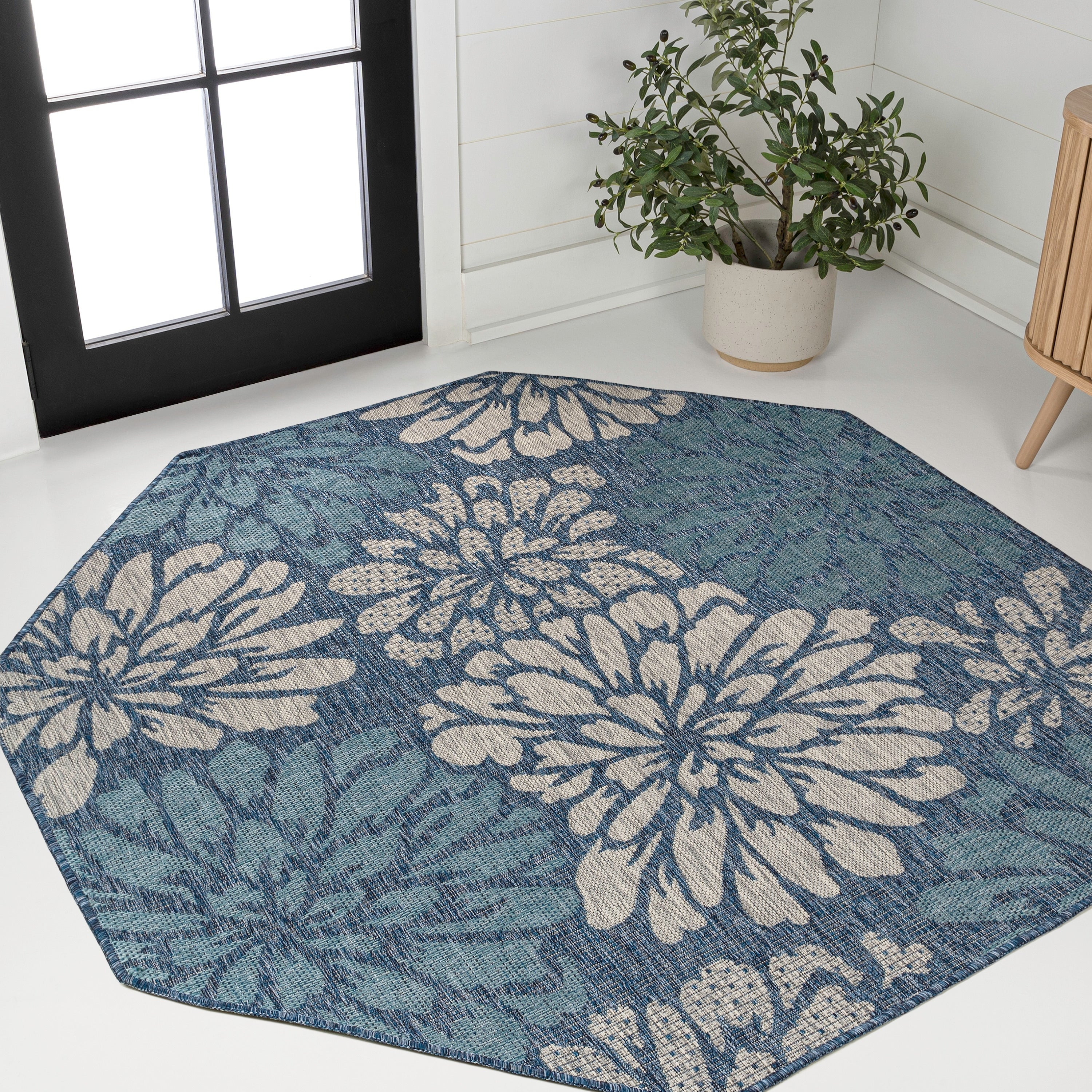 JONATHAN Y Floral Textured Weave Indoor/Outdoor Area Rug