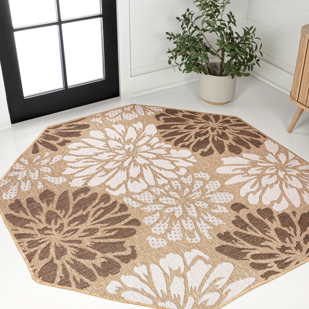 JONATHAN Y Floral Textured Weave Indoor/Outdoor Area Rug