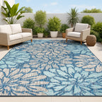 JONATHAN Y Floral Textured Weave Indoor/Outdoor Area Rug
