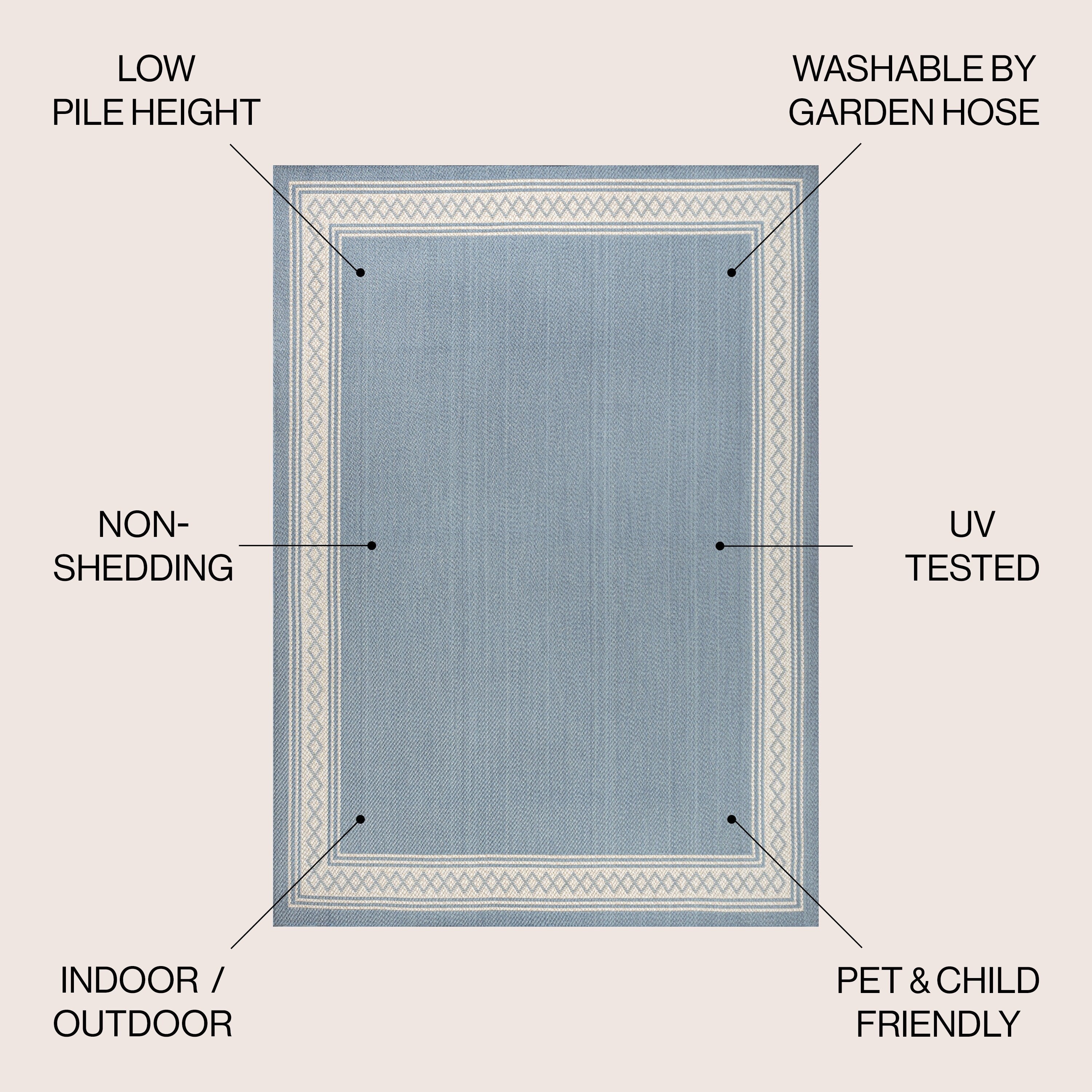 JONATHAN Y Havana Classic Diamond Border Indoor/Outdoor Area Rug