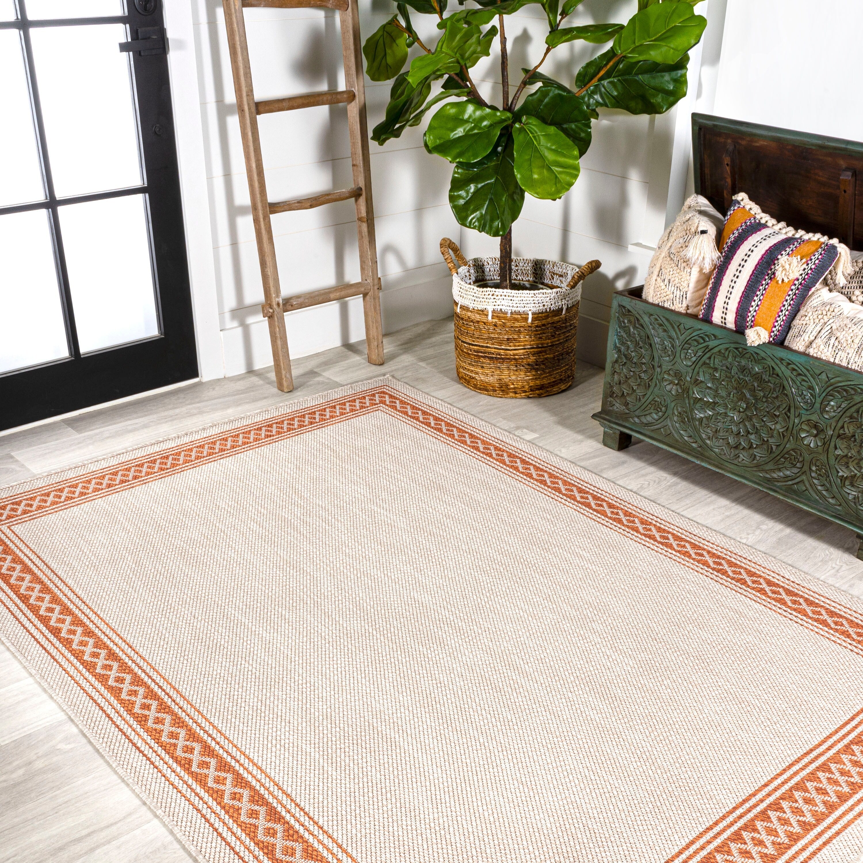 JONATHAN Y Havana Classic Diamond Border Indoor/Outdoor Area Rug