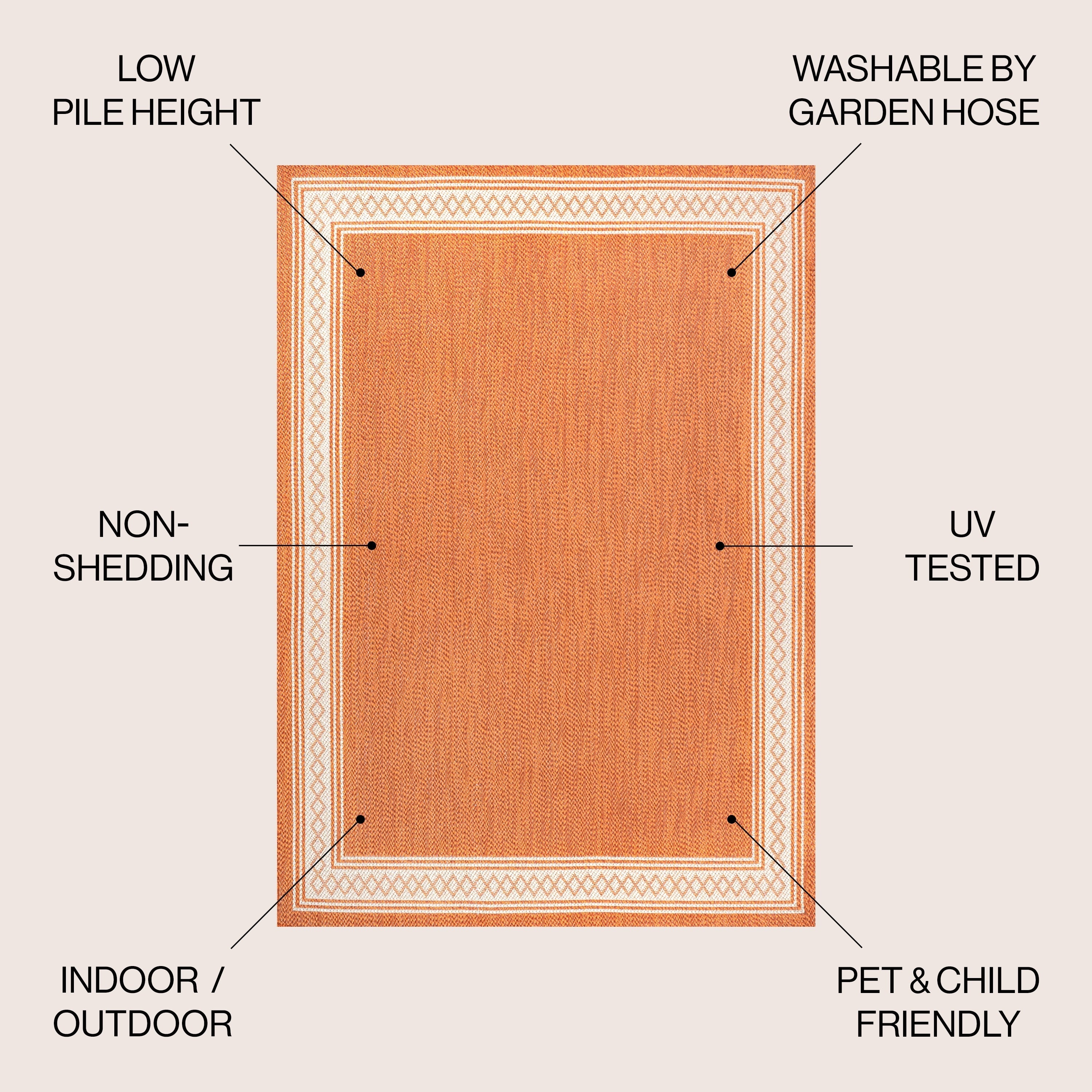 JONATHAN Y Havana Classic Diamond Border Indoor/Outdoor Area Rug