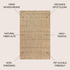 JONATHAN Y Hiro Hand Woven Boucle Chunky Jute Area Rug