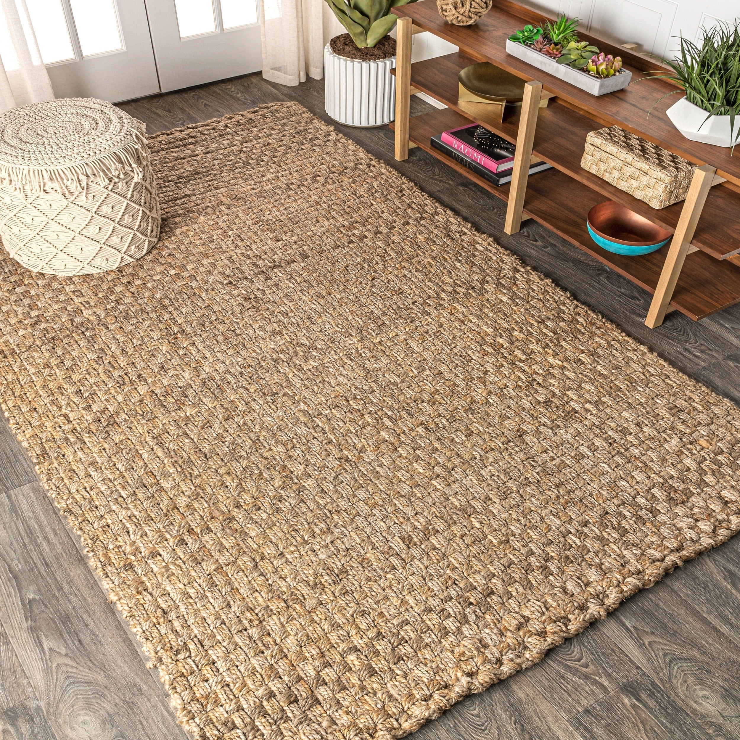 JONATHAN Y Hiro Hand Woven Boucle Chunky Jute Area Rug