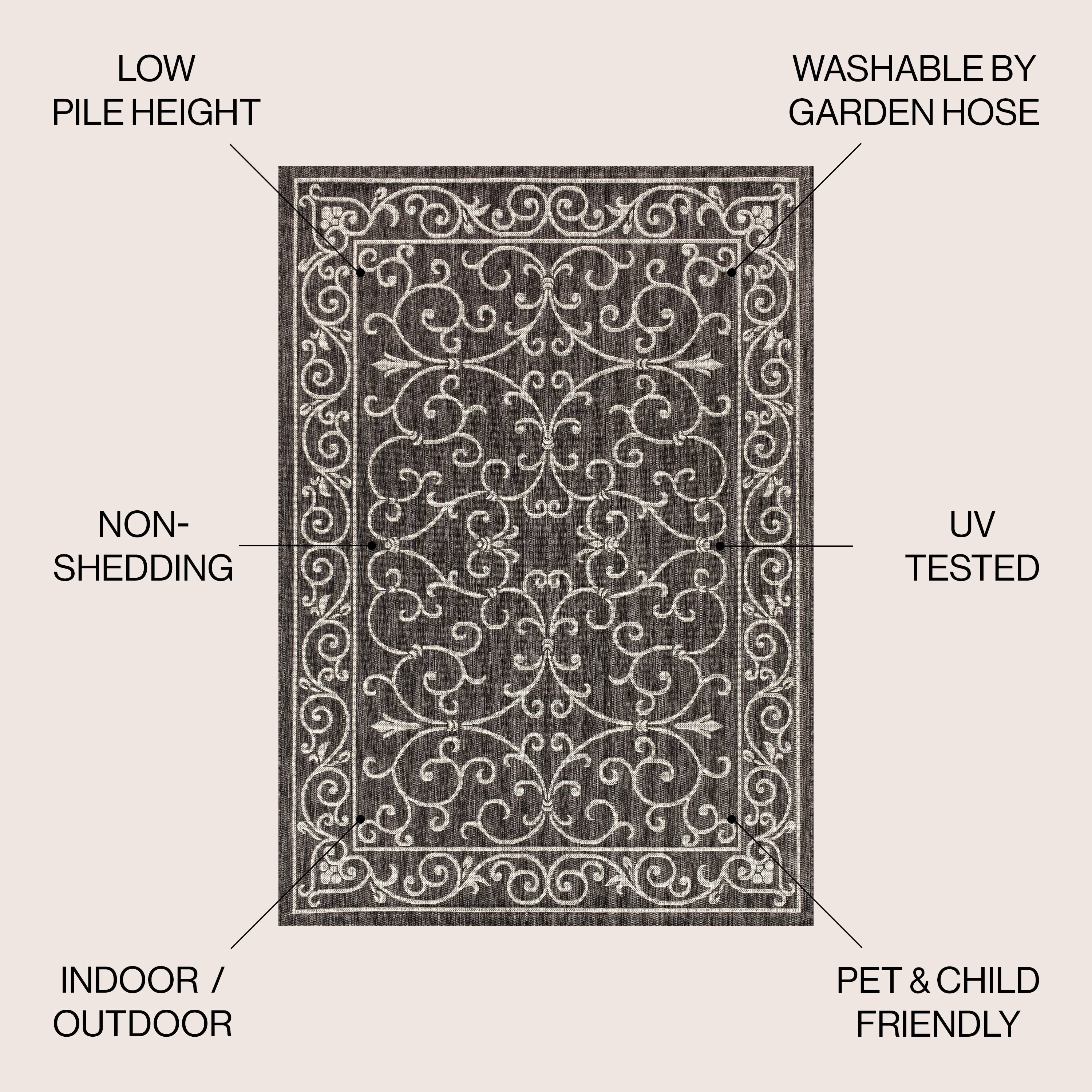 JONATHAN Y Filigree Textured Weave Indoor/Outdoor Area Rug