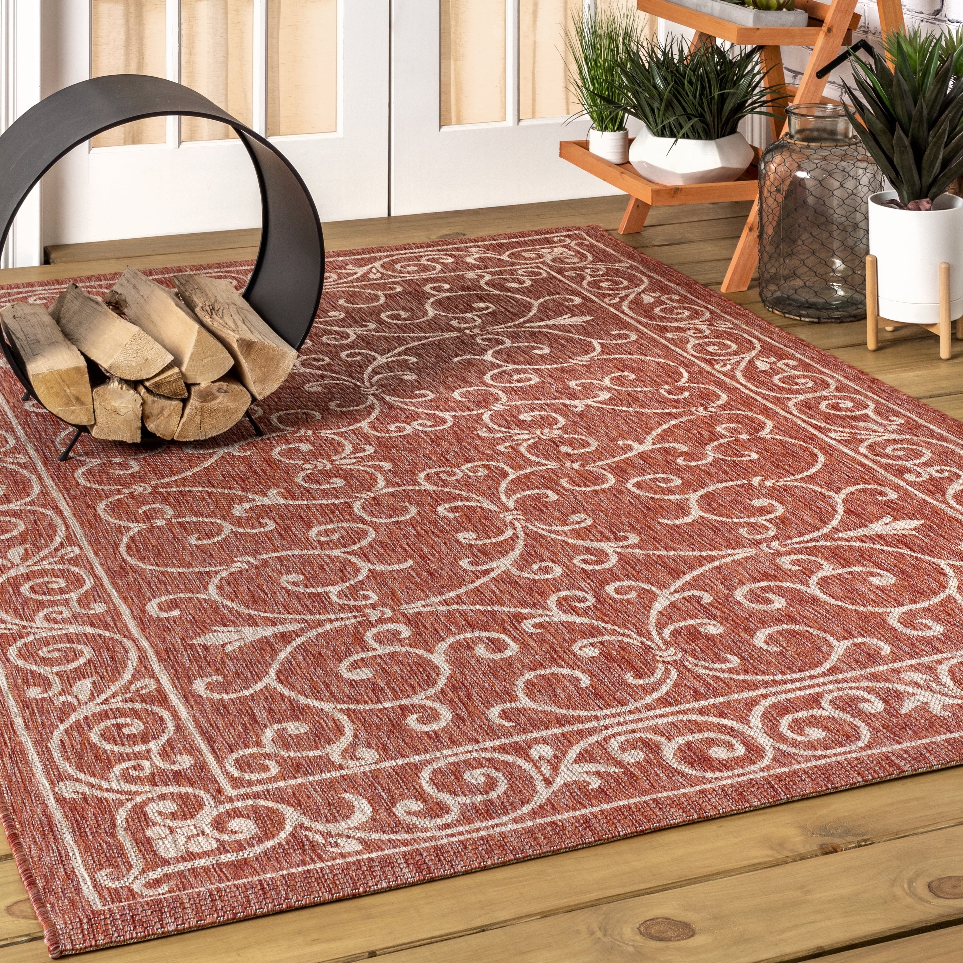 JONATHAN Y Filigree Textured Weave Indoor/Outdoor Area Rug