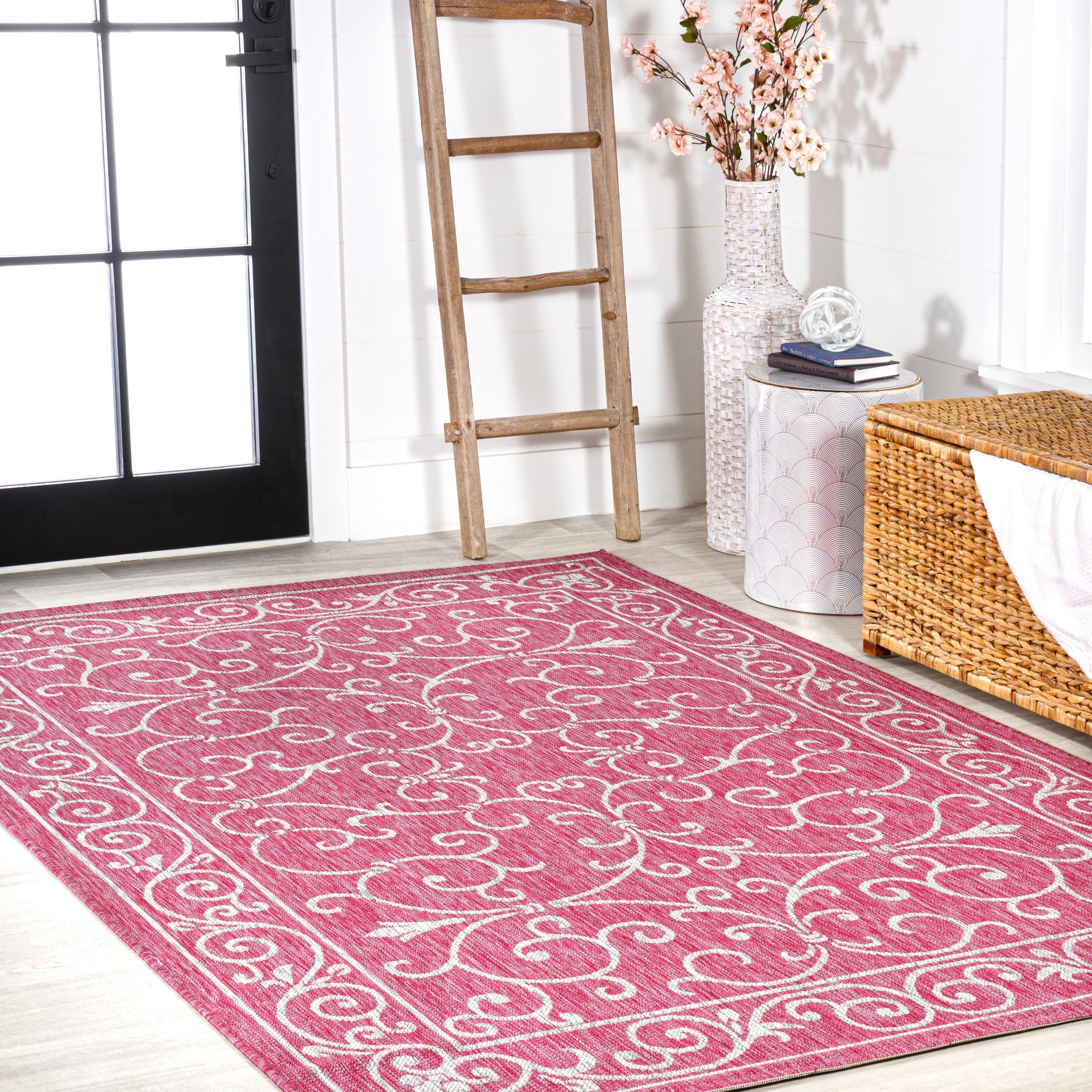 JONATHAN Y Filigree Textured Weave Indoor/Outdoor Area Rug