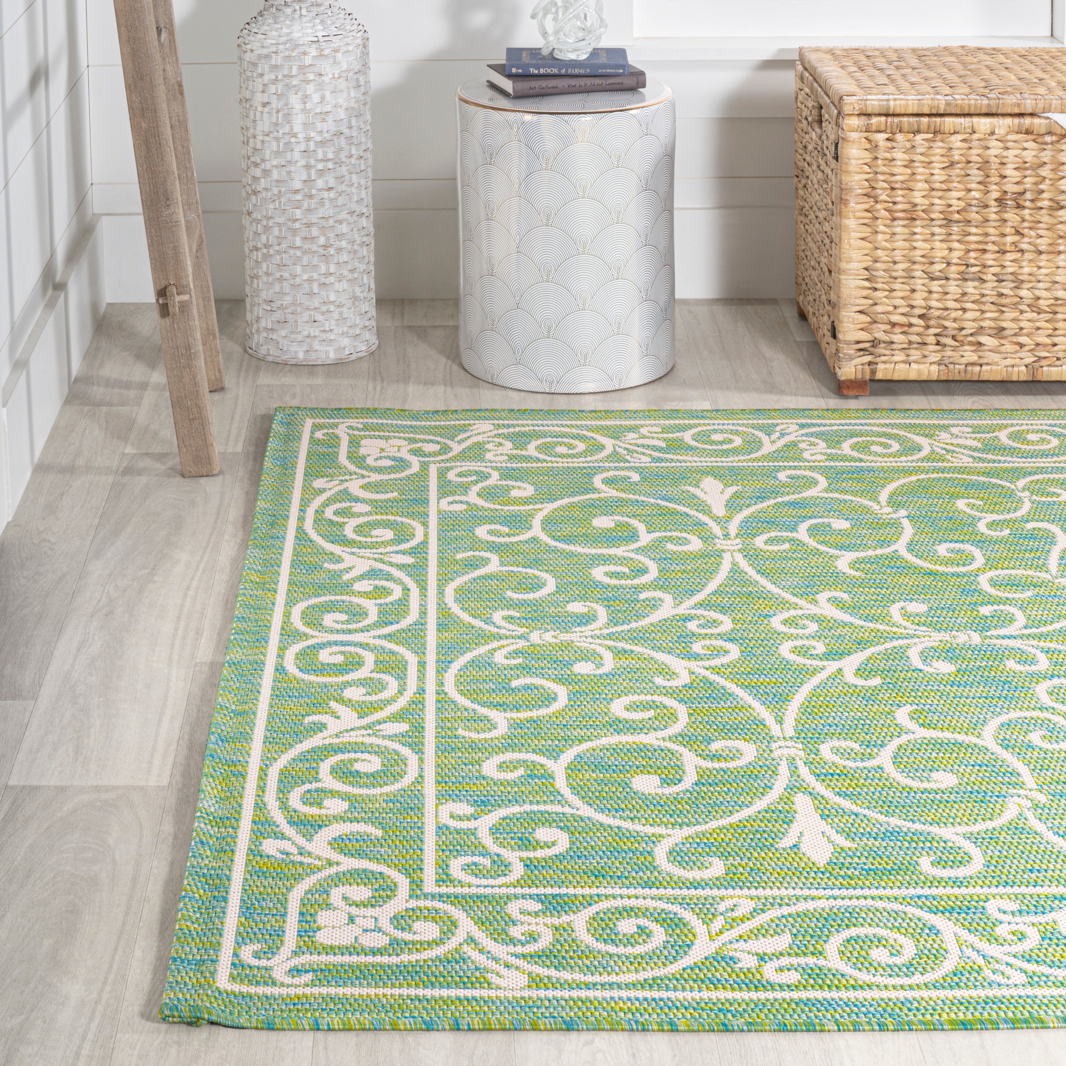 JONATHAN Y Filigree Textured Weave Indoor/Outdoor Area Rug