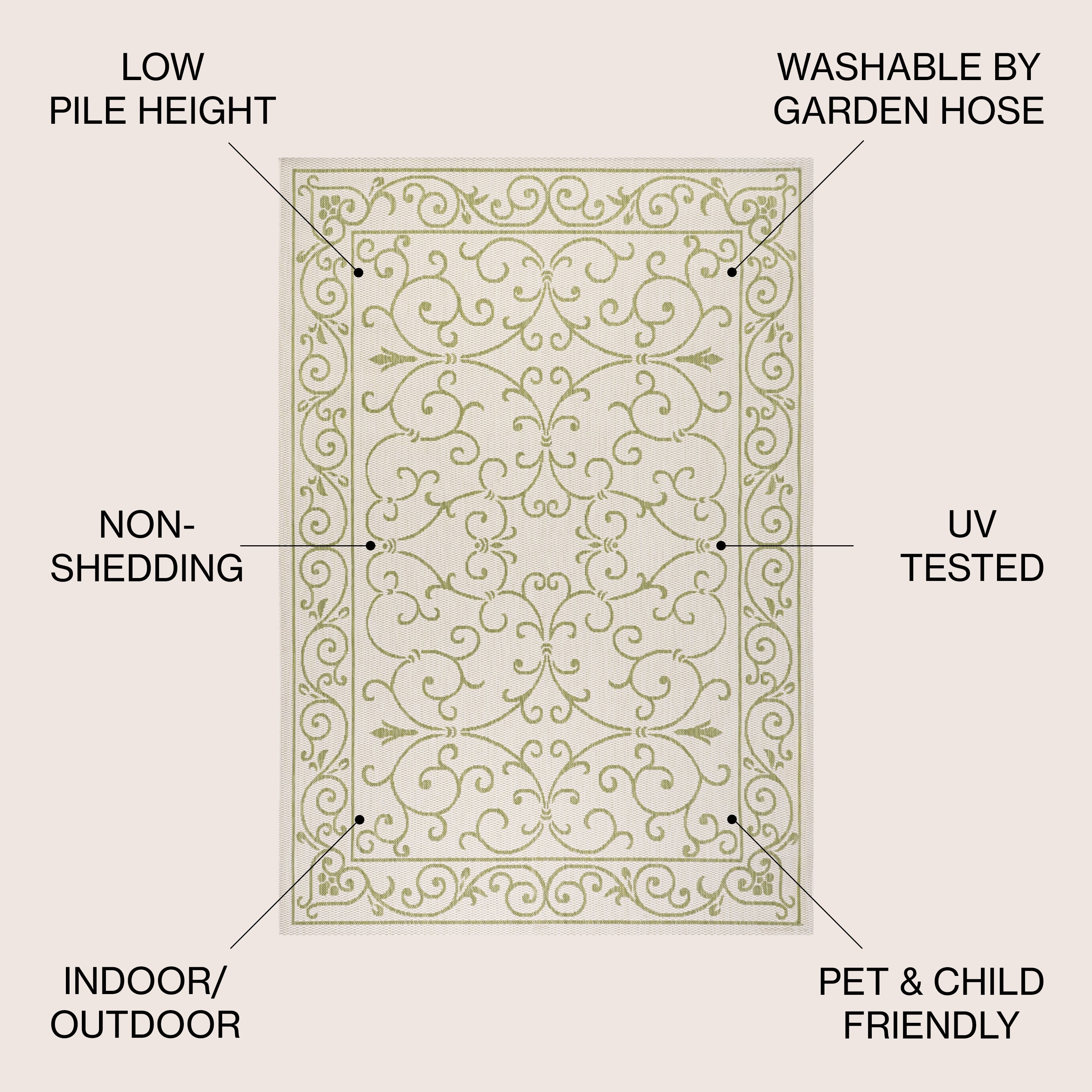 JONATHAN Y Filigree Textured Weave Indoor/Outdoor Area Rug