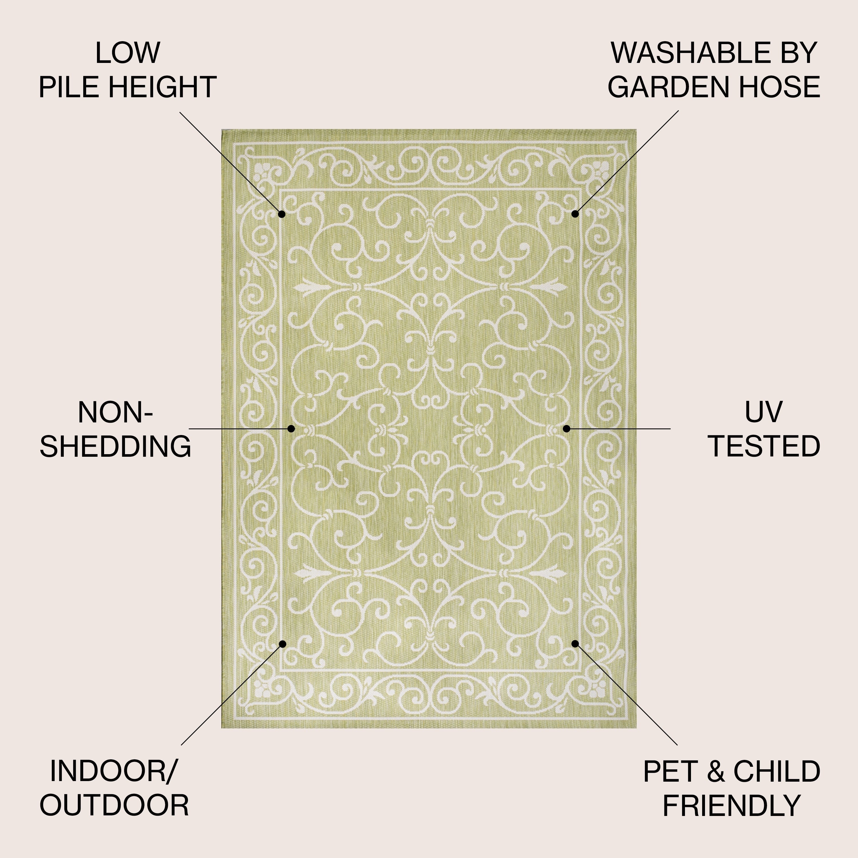 JONATHAN Y Filigree Textured Weave Indoor/Outdoor Area Rug