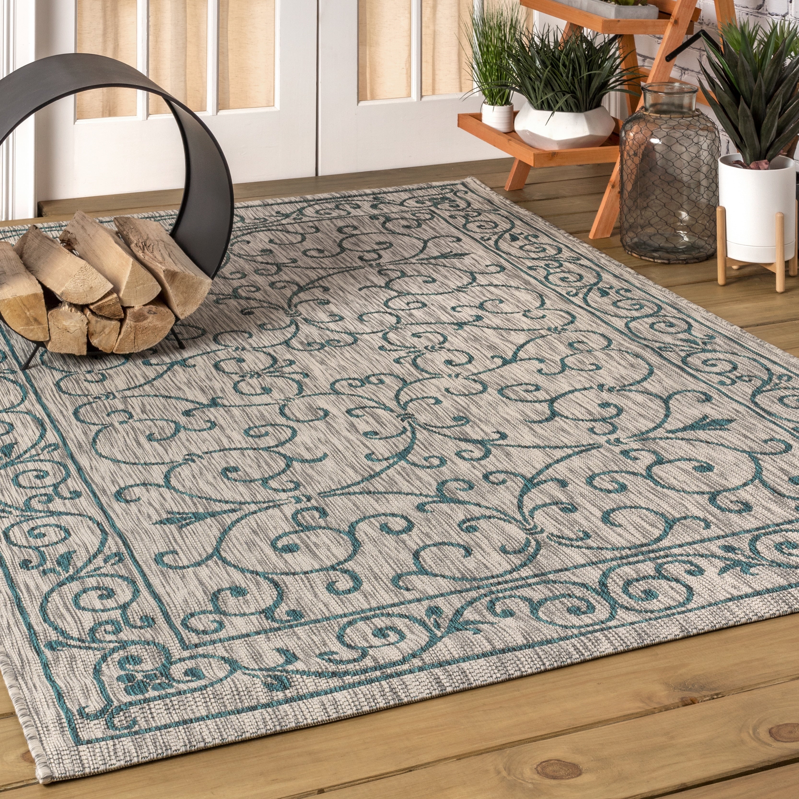 JONATHAN Y Filigree Textured Weave Indoor/Outdoor Area Rug
