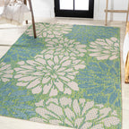 JONATHAN Y Floral Textured Weave Indoor/Outdoor Area Rug