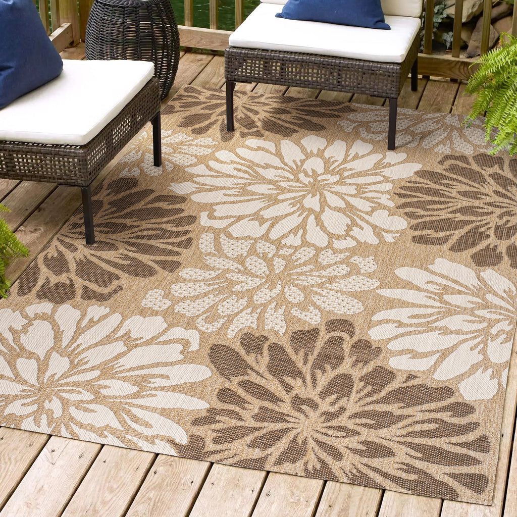 JONATHAN Y Floral Textured Weave Indoor/Outdoor Area Rug