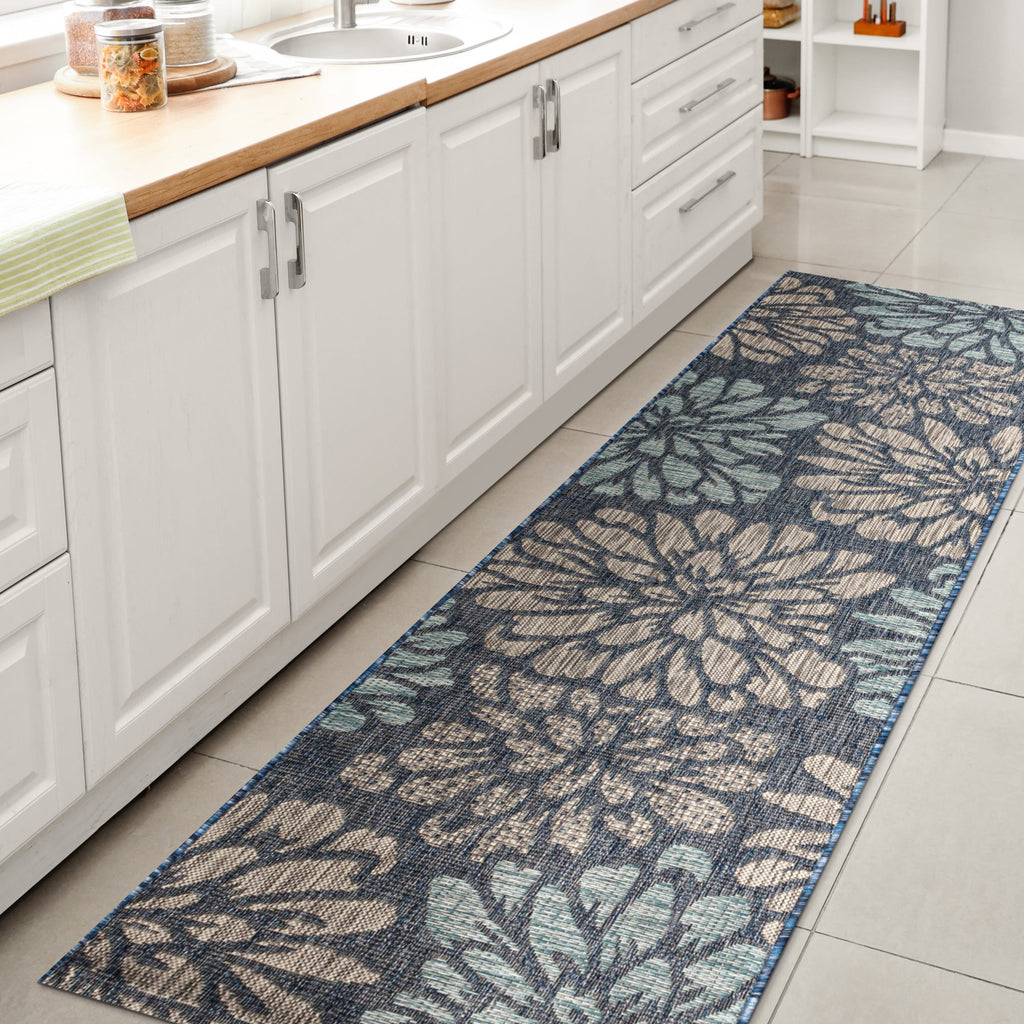 JONATHAN Y Floral Textured Weave Indoor/Outdoor Area Rug