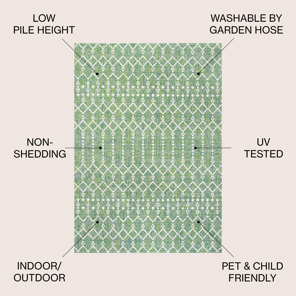 JONATHAN Y Trebol Moroccan Geometric Textured Weave Indoor/Outdoor Area Rug