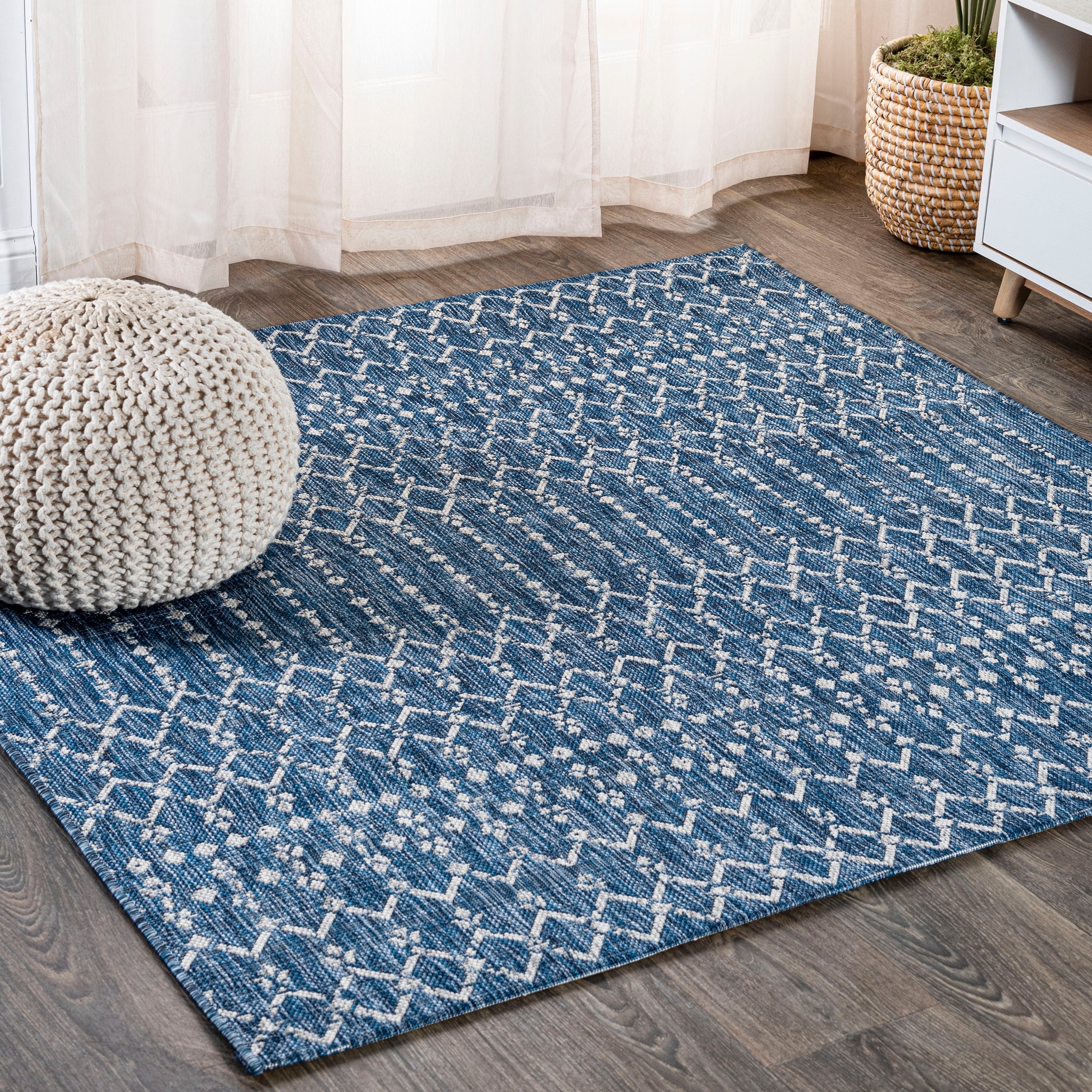 JONATHAN Y Trebol Moroccan Geometric Textured Weave Indoor/Outdoor Area Rug
