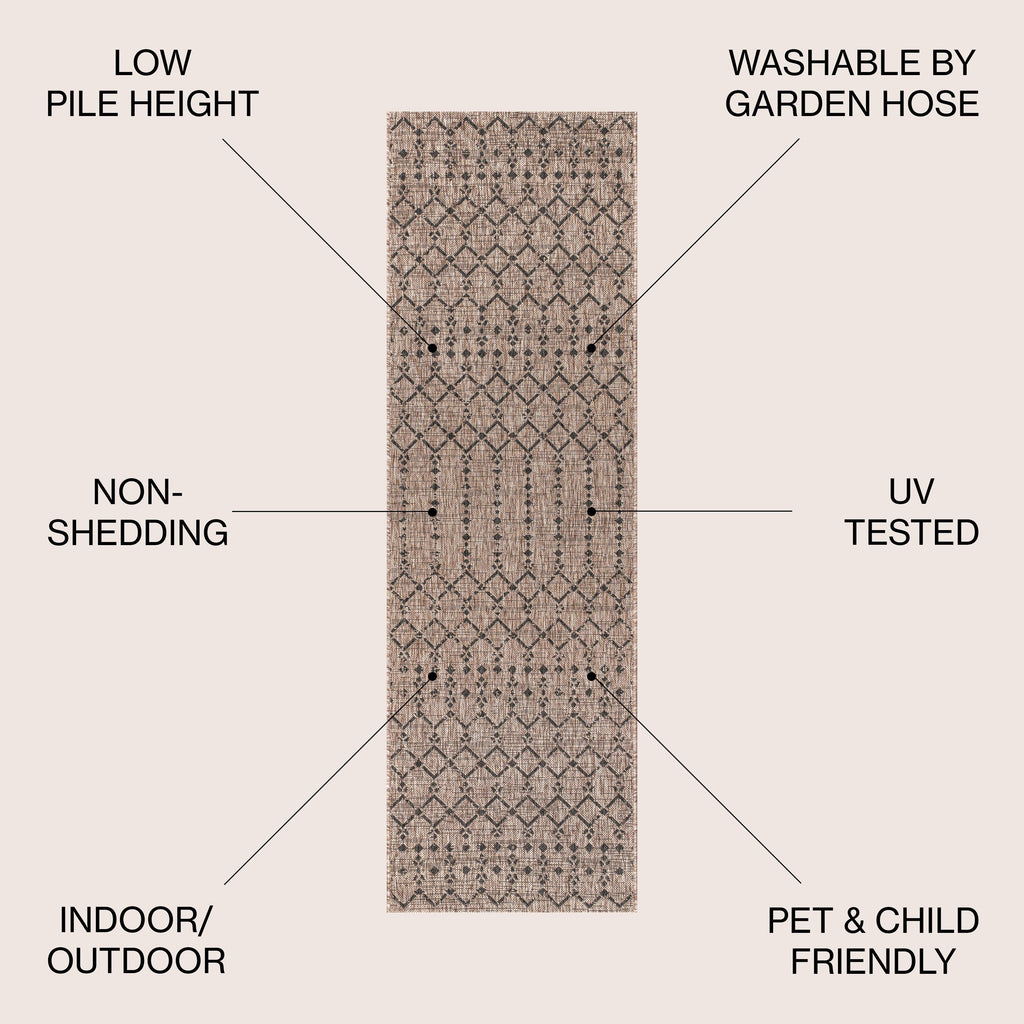 JONATHAN Y Trebol Moroccan Geometric Textured Weave Indoor/Outdoor Area Rug