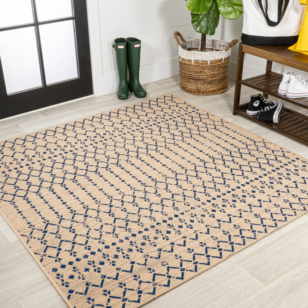 JONATHAN Y Trebol Moroccan Geometric Textured Weave Indoor/Outdoor Area Rug