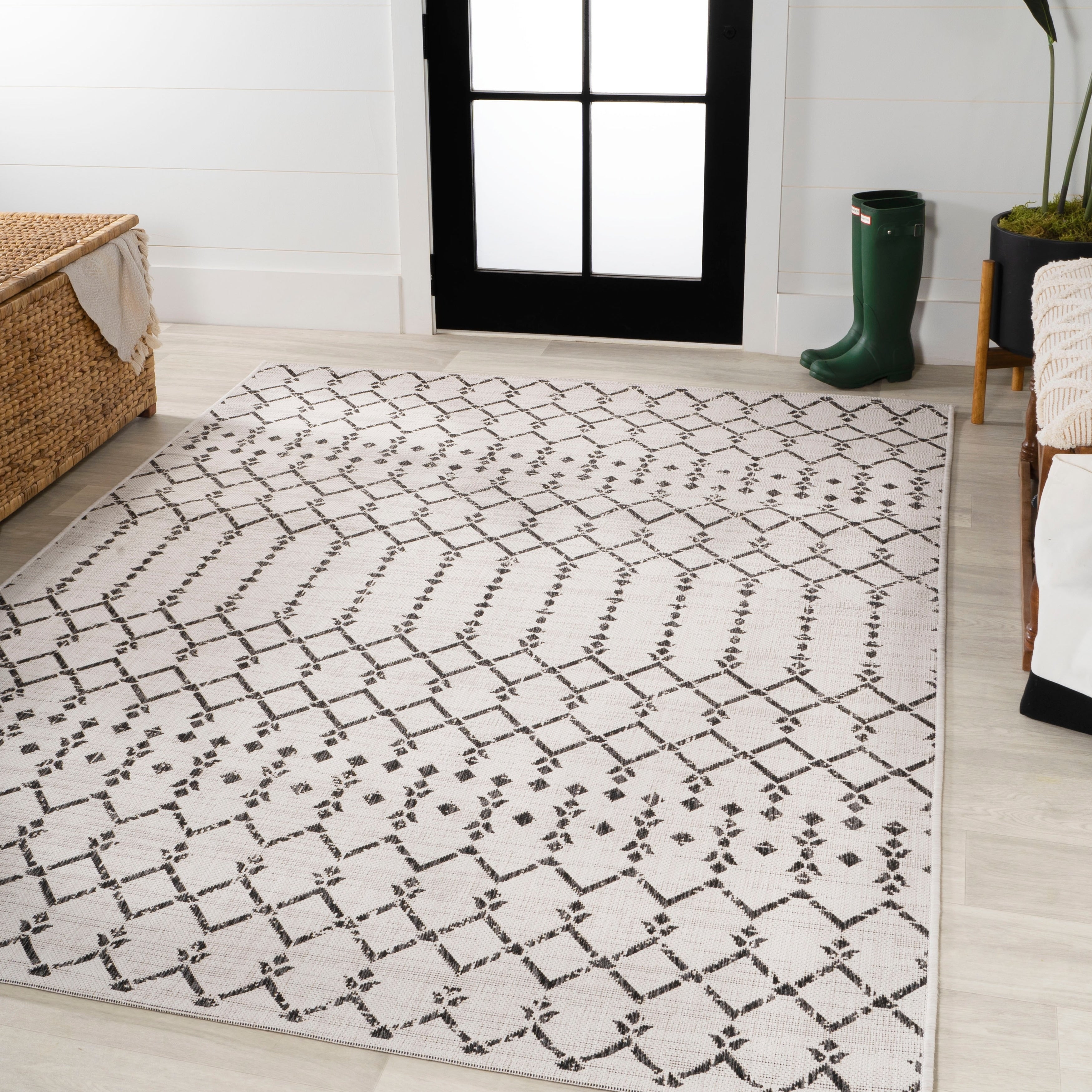 JONATHAN Y Trebol Moroccan Geometric Textured Weave Indoor/Outdoor Area Rug
