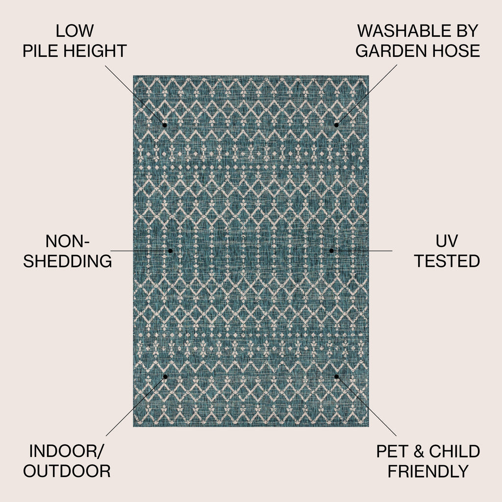 JONATHAN Y Trebol Moroccan Geometric Textured Weave Indoor/Outdoor Area Rug