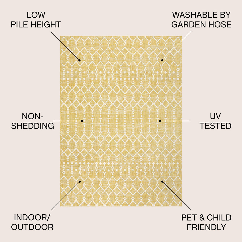 JONATHAN Y Trebol Moroccan Geometric Textured Weave Indoor/Outdoor Area Rug