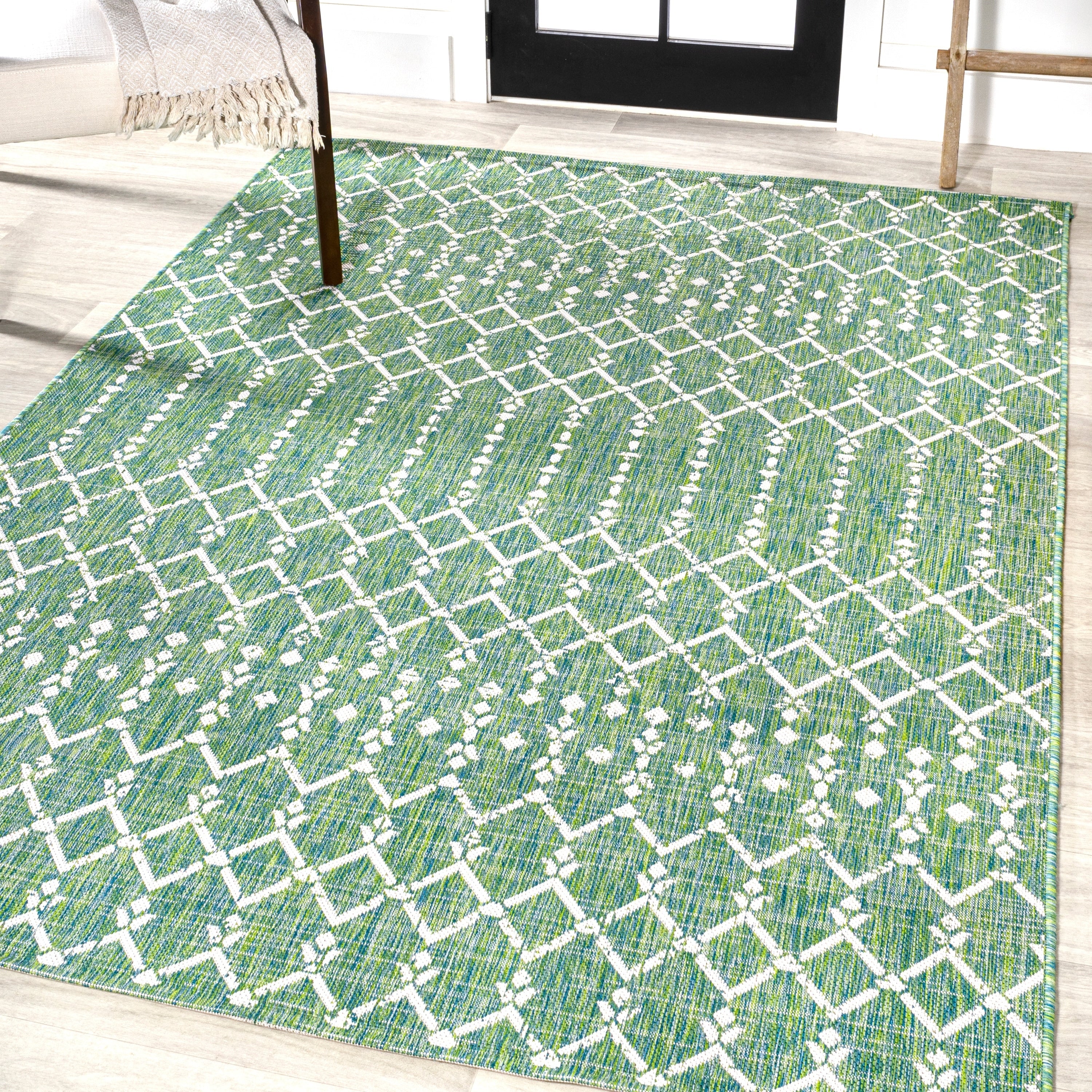 JONATHAN Y Trebol Moroccan Geometric Textured Weave Indoor/Outdoor Area Rug
