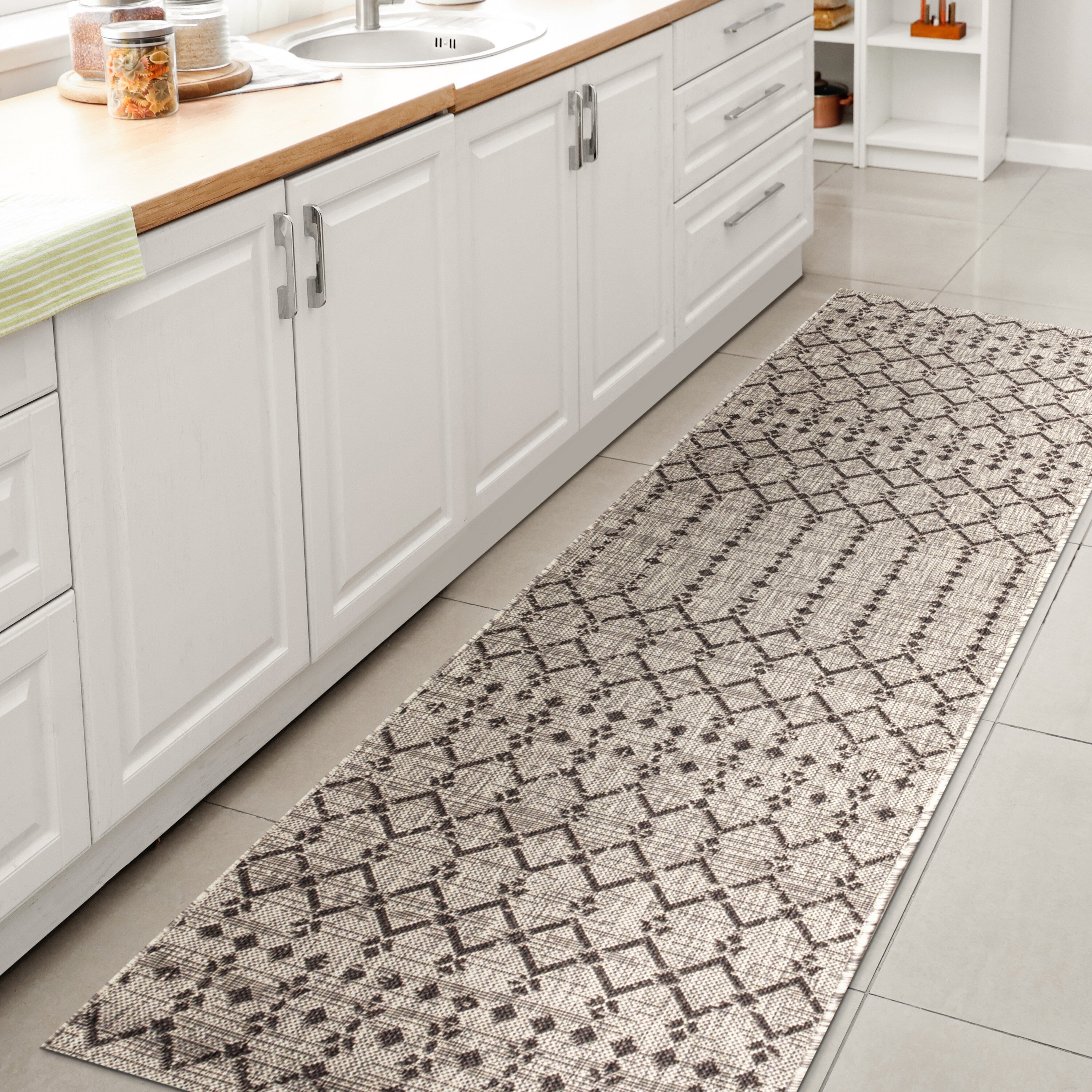 JONATHAN Y Trebol Moroccan Geometric Textured Weave Indoor/Outdoor Area Rug