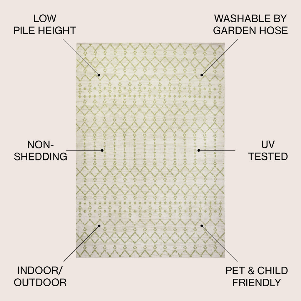 JONATHAN Y Trebol Moroccan Geometric Textured Weave Indoor/Outdoor Area Rug