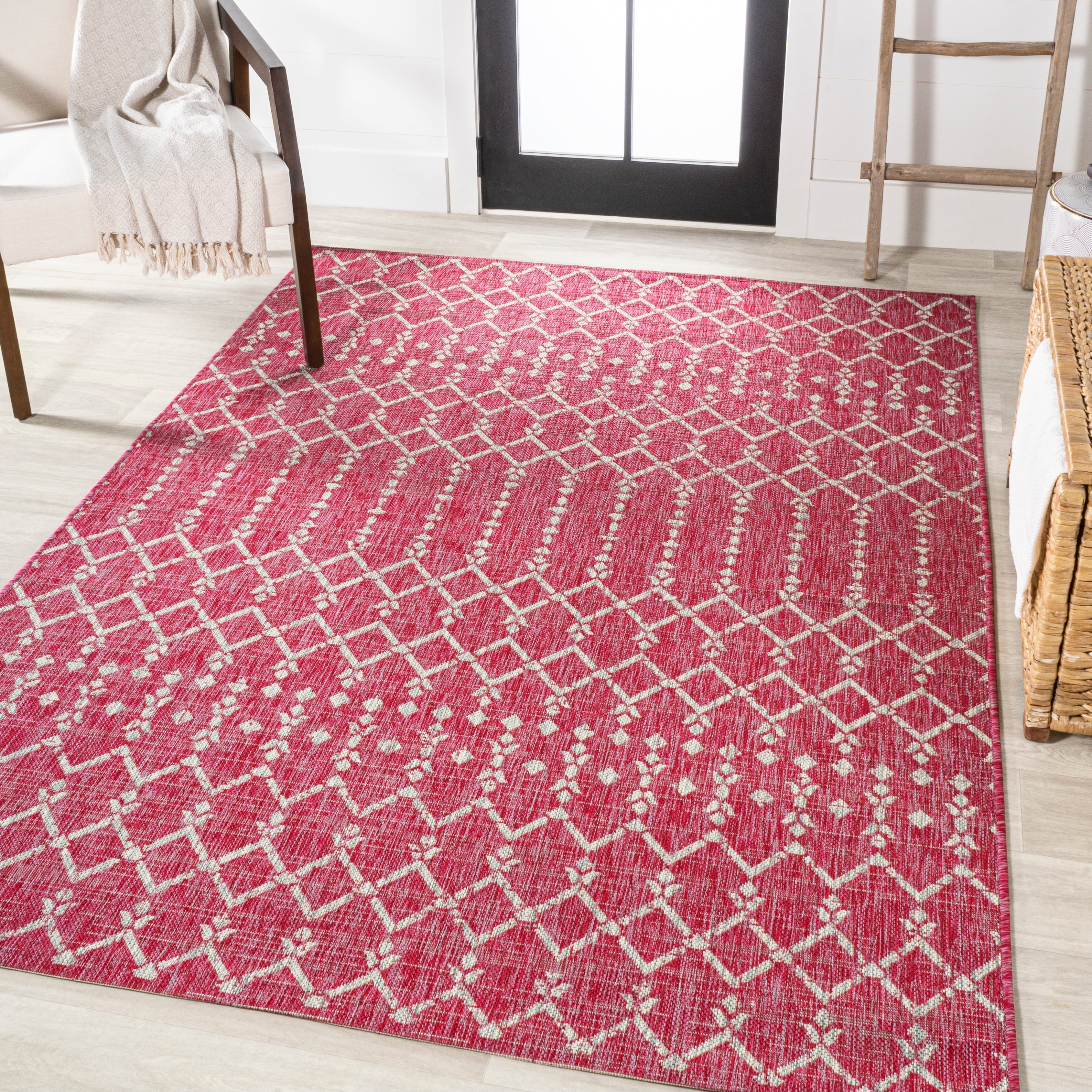 JONATHAN Y Trebol Moroccan Geometric Textured Weave Indoor/Outdoor Area Rug