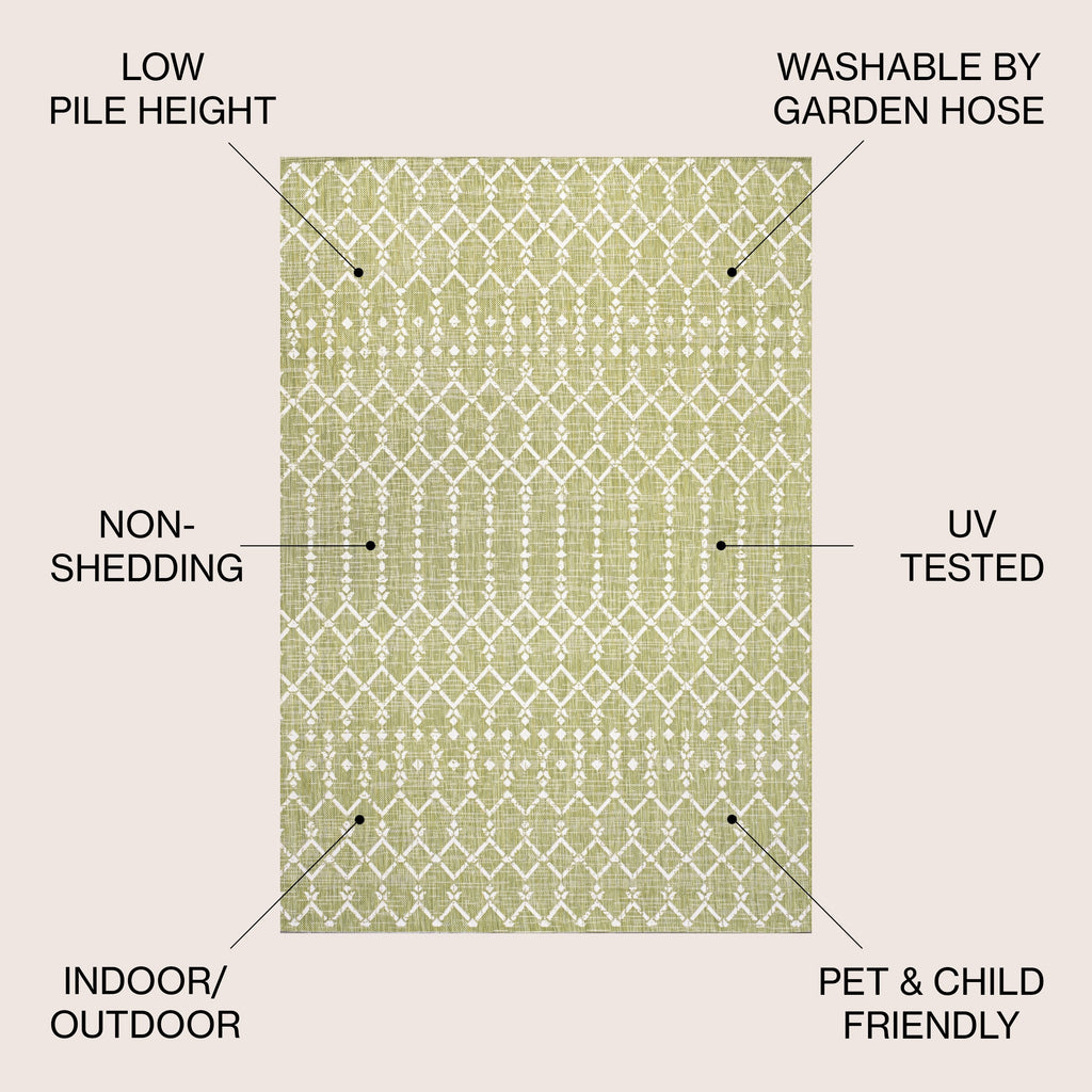 JONATHAN Y Trebol Moroccan Geometric Textured Weave Indoor/Outdoor Area Rug