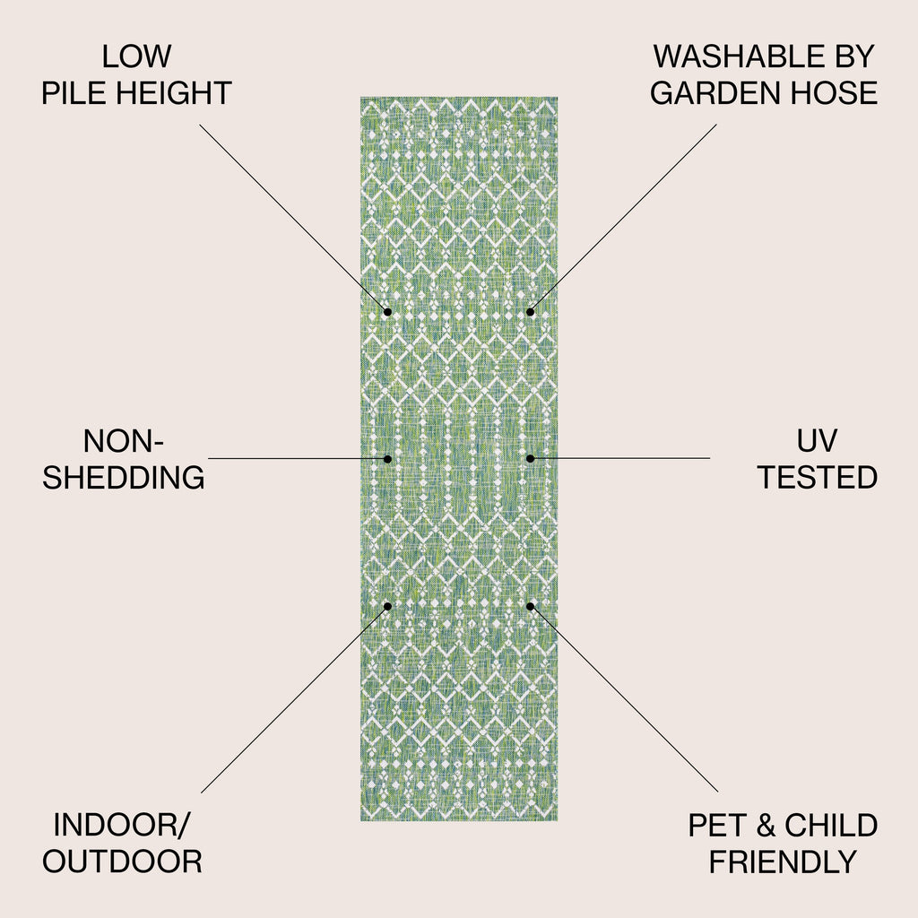 JONATHAN Y Trebol Moroccan Geometric Textured Weave Indoor/Outdoor Area Rug