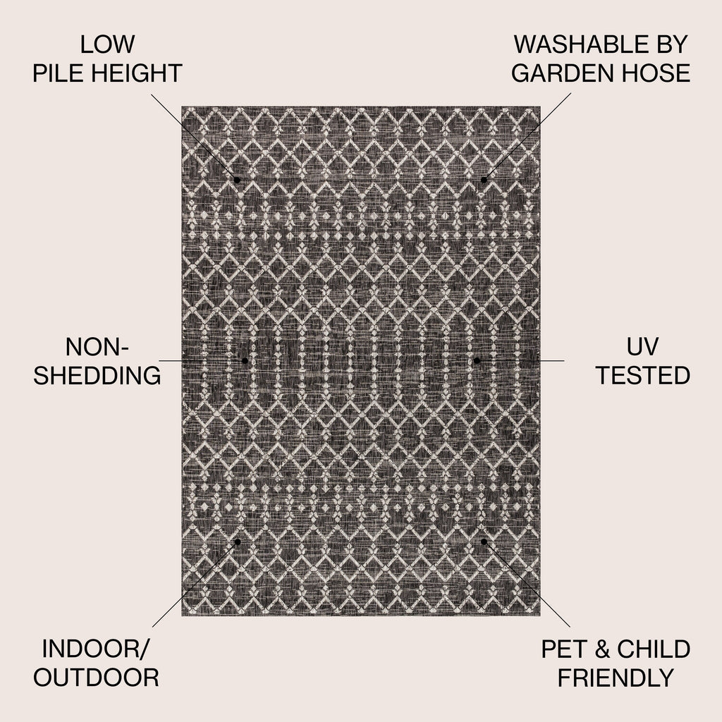 JONATHAN Y Trebol Moroccan Geometric Textured Weave Indoor/Outdoor Area Rug