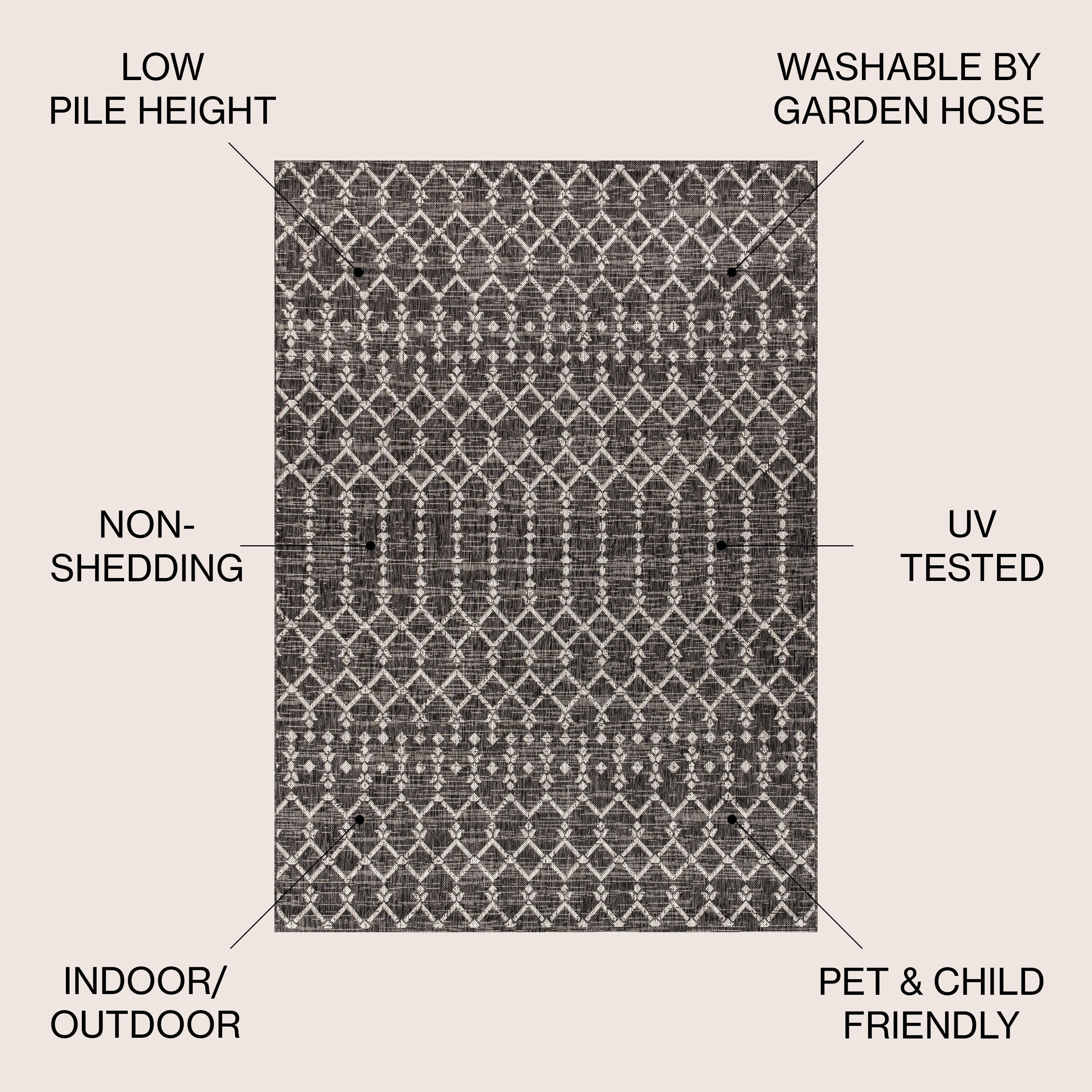 JONATHAN Y Trebol Moroccan Geometric Textured Weave Indoor/Outdoor Area Rug