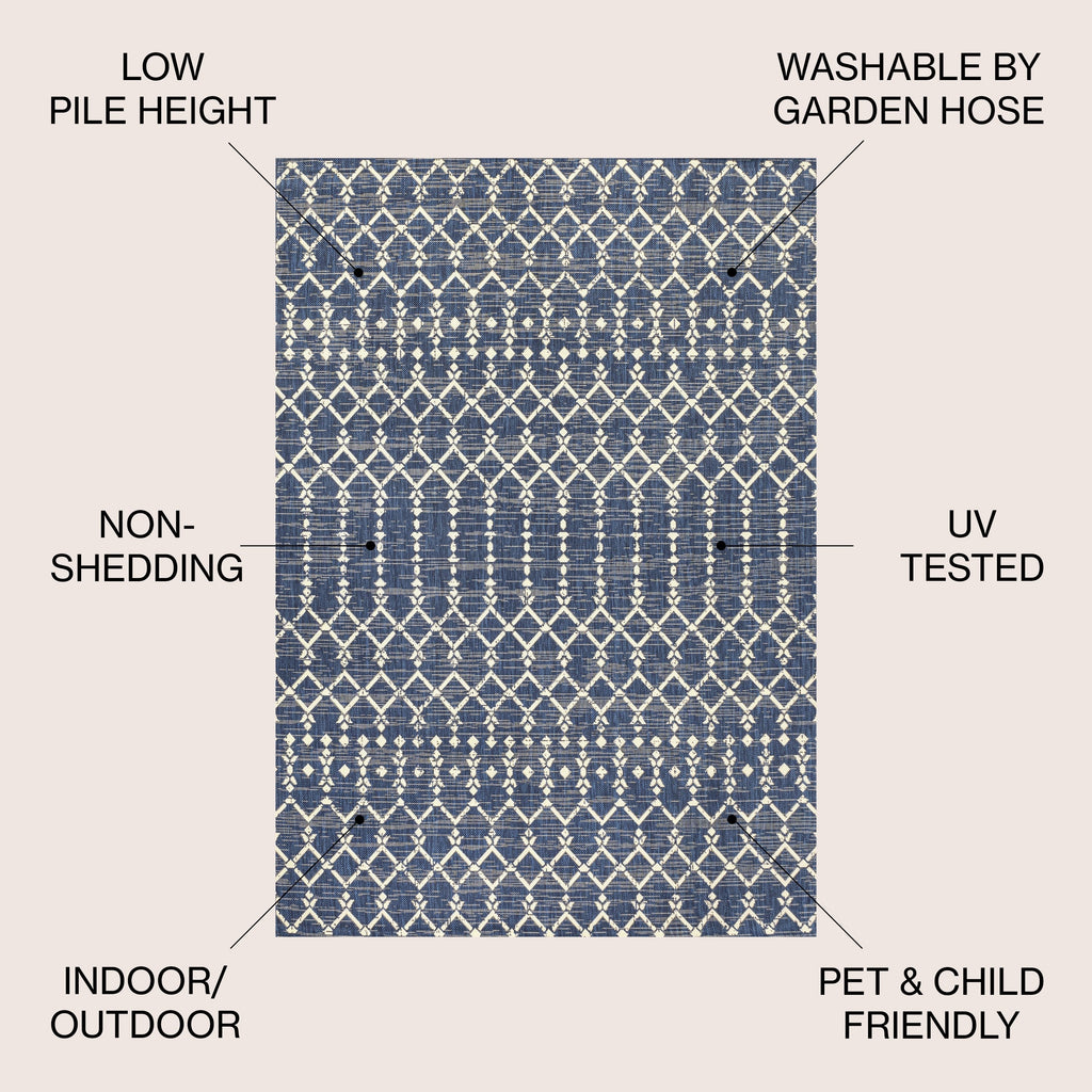 JONATHAN Y Trebol Moroccan Geometric Textured Weave Indoor/Outdoor Area Rug