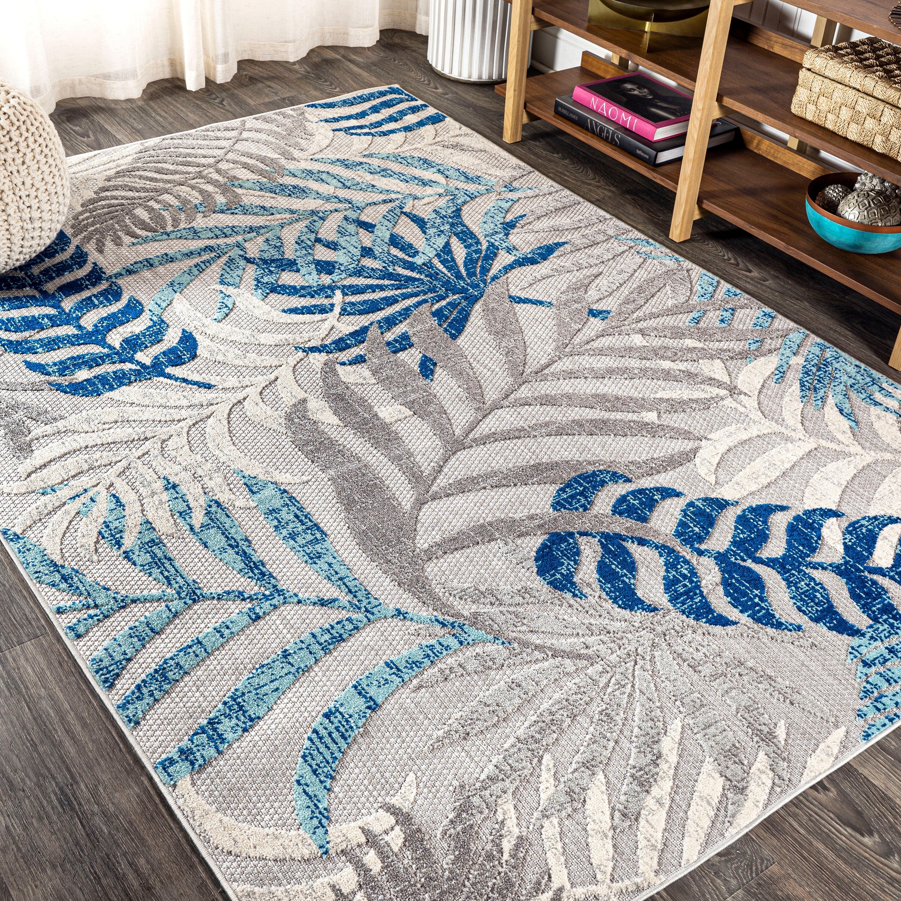 JONATHAN Y Aydin Palm Leaves Indoor/Outdoor Area Rug