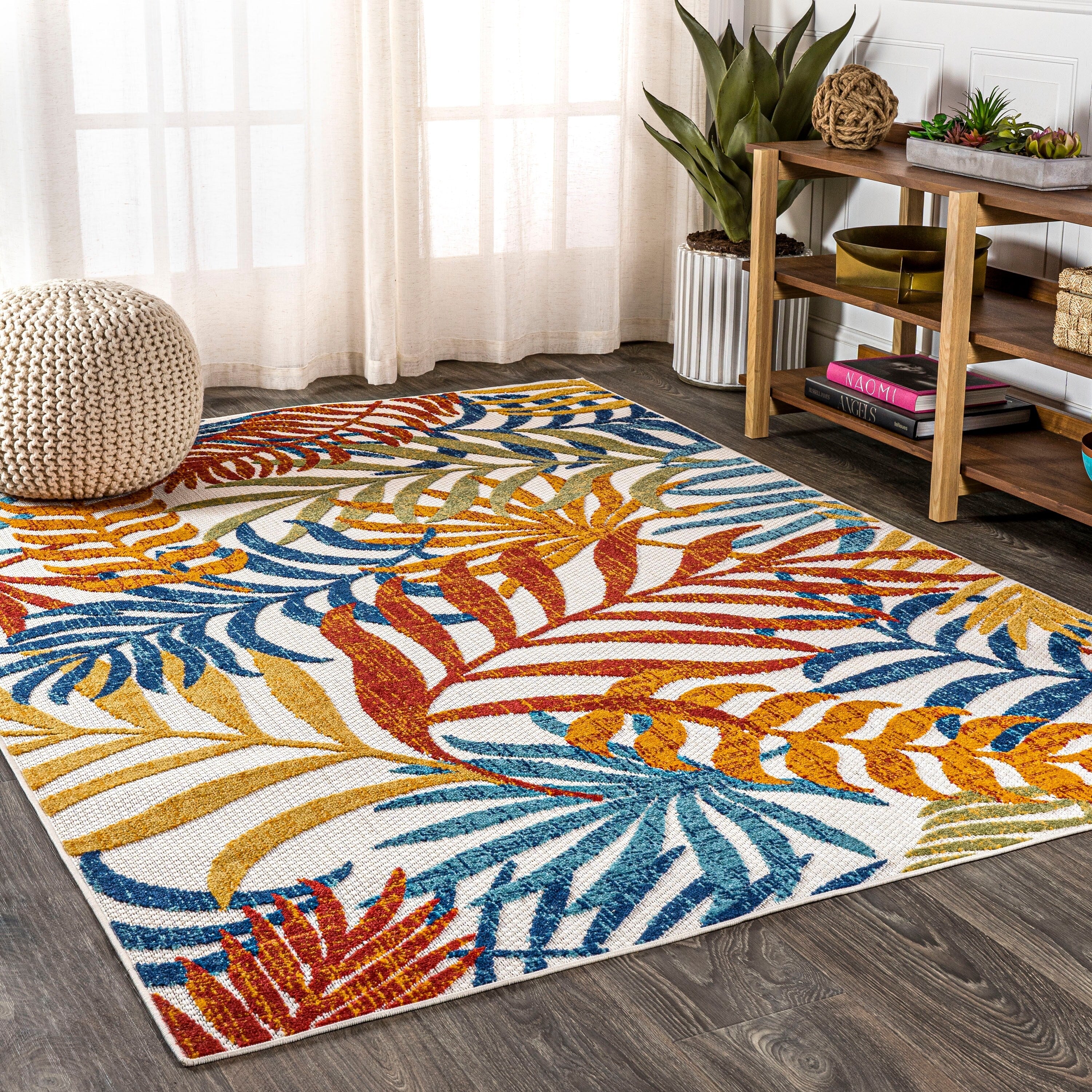 JONATHAN Y Aydin Palm Leaves Indoor/Outdoor Area Rug