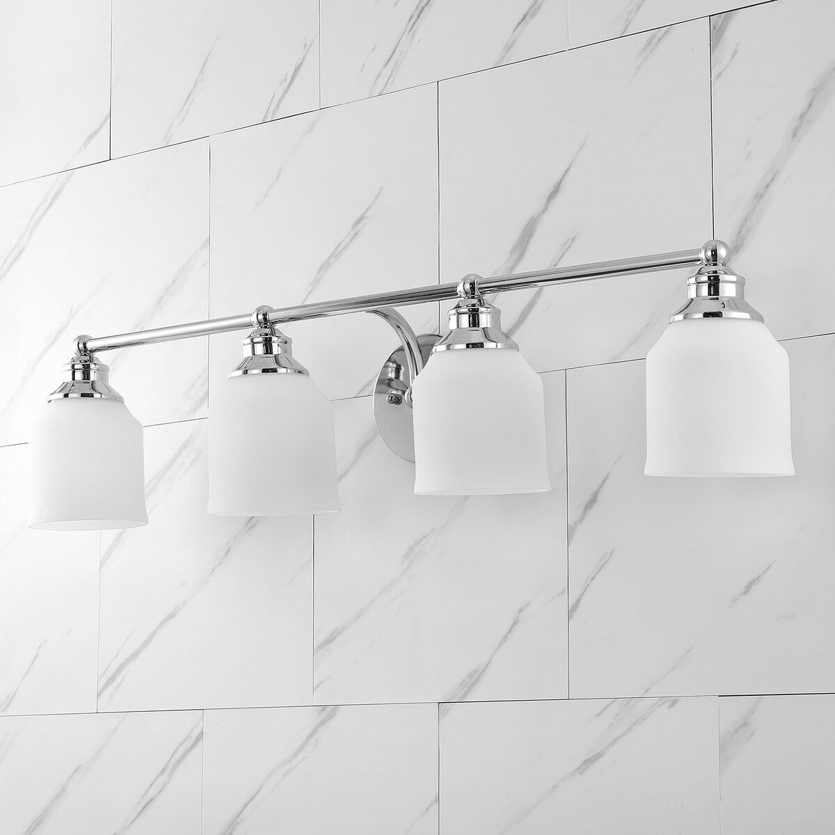 Jayne Iron/Frosted Glass Farmhouse Cottage LED Vanity Light, by JONATHAN Y