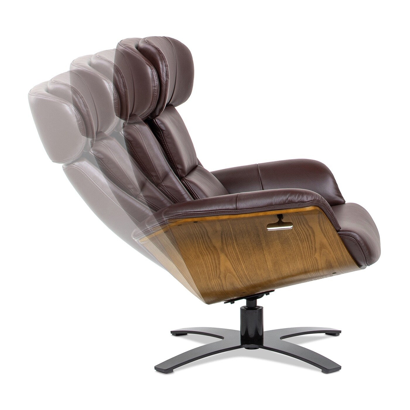 Jovan 31.5 Curved Wood Genuine Leather Recliner Lounge Chair