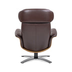 Jovan 31.5 Curved Wood Genuine Leather Recliner Lounge Chair