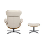 Jovan 31.5 Genuine Leather Recliner Lounge Chair with Ottoman