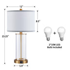 KAWOTI 23.25 Touch Control Table Lamp Set with USB Port and Bulbs