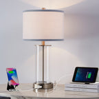KAWOTI 23.25 Touch Control Table Lamp Set with USB Port and Bulbs