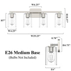 KAWOTI 29inch 4-Light Modern Bathroom Vanity Light with Clear Glass Shades